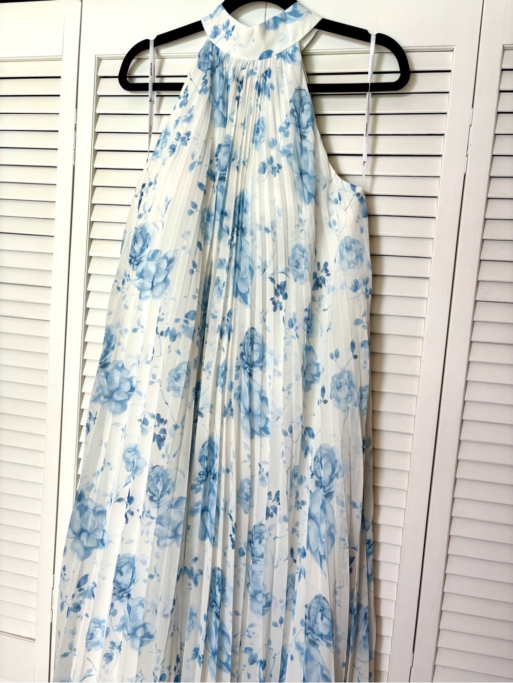New AW Bridal Louise  Blue Botanical Floral Pleated Gown 6 - Picture 6 of 9